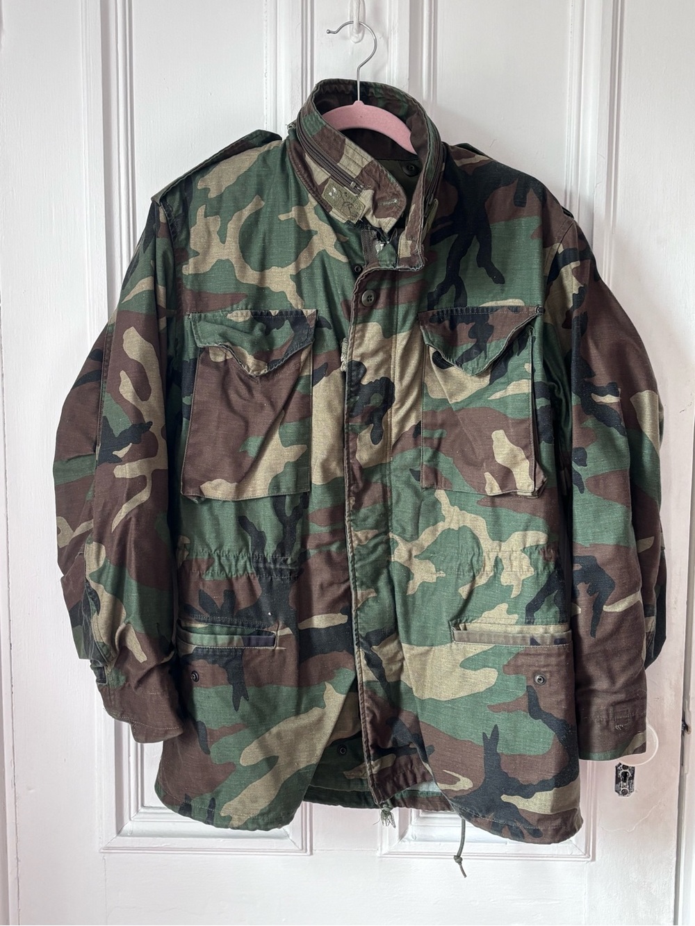 Vintage US Military M-65 Field Jacket Cold Weather Woodland Camouflage Small